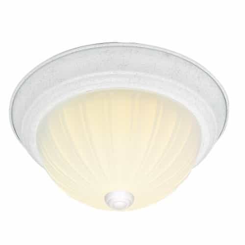 Nuvo 13" LED Flush Mount Light, Textured White, Frosted Melon Glass