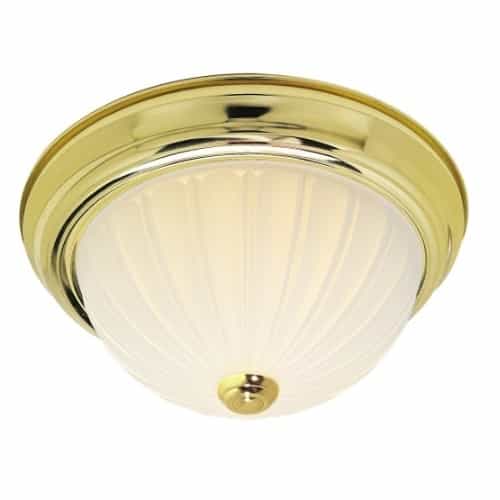 Nuvo 13" LED Flush Mount Light, Polished Brass, Frosted Ribbed Glass