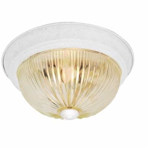Nuvo 11" LED Flush Mount Light, Textured White, Clear Ribbed Glass