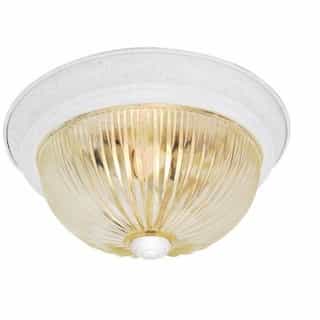 15" LED Flush Mount Light, Textured White, Clear Ribbed Glass