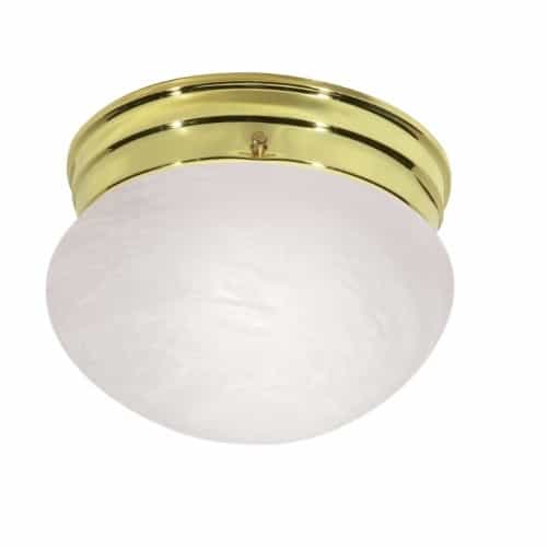 Nuvo 8" LED Flush Mount Lights, Alabaster Mushroom Glass Shade, Polished Brass