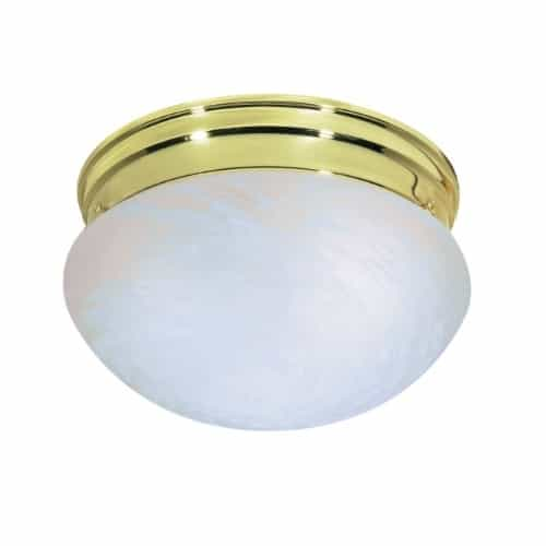 Nuvo 10" LED Flush Mount Lights, Alabaster Mushroom Glass Shade, Polished Brass