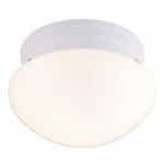 8" Flush Mount Ceiling Light Fixture, White, White Glass