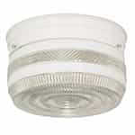 8" Flush Mount Ceiling Light Fixture w/ Crystal and White Drum, White