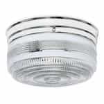 10" Flush Mount Ceiling Light w/ Crystal and White Drum, Polished Chrome
