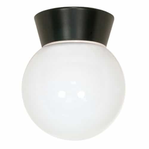 Nuvo Utility Outdoor Ceiling Light, Bronzotic, White Glass Globe