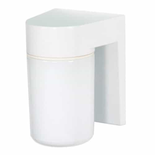 Nuvo 6.8" Outdoor Utility Wall Light, White, White Glass Cylinder