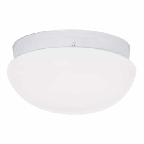 Nuvo 2-Light 12" Flush Mount Ceiling Light, White, White Mushroom Glass