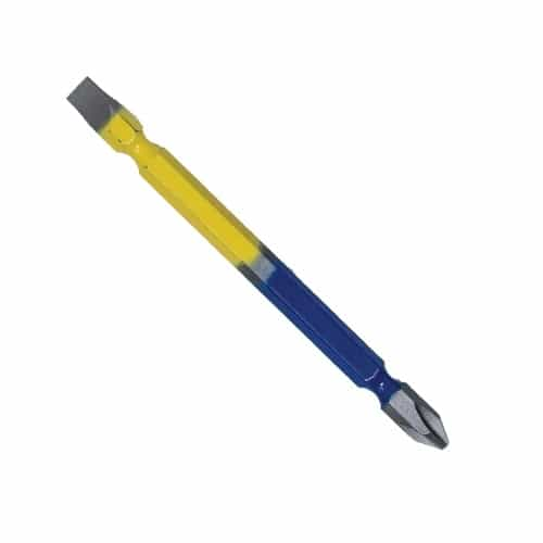 Rack-A-Tiers 4-in Double Ended Drive Bit, #2 Phillips/#1 Slot, Blue/Yellow