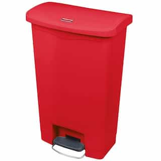 Slim Jim Resin Front Step-On, 8 Gal, Trash Container, Red