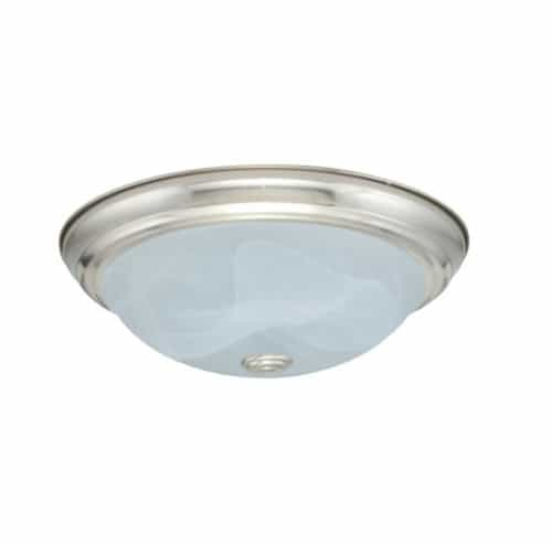 Royal Pacific 11-in 15W LED Flush Mount w/ Alabaster Glass, 120V, 3000K, Nickel