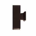 4-in 13W LED Wall Sconce, Square, Up & Down, 120V, 3000K, Bronze