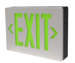 Royal Pacific Die Cast Exit Sign, Single Face, 120V/277V, Green/Aluminum