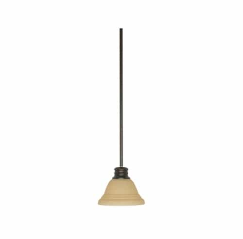 Nuvo 100W Empire LED Mini Pendant w/ Champagne Linen Washed Glass, 1 Light, Mahogany Bronze