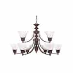 Nuvo 60W Empire Series Chandelier w/ Alabaster Glass, 2 Tier, 9 Lights, Old Bronze