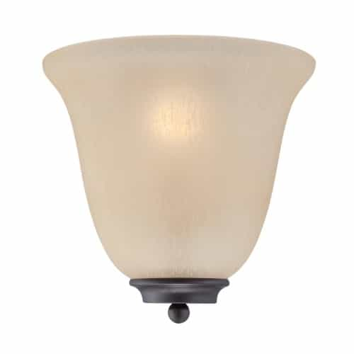 Nuvo 60W Empire LED Wall Sconce w/ Champagne Linen Glass, 1 Light, Mahogany Bronze