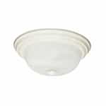 11" 60W Flush Mount Ceiling Light w/ Alabaster Glass, 2 Lights, Textured White