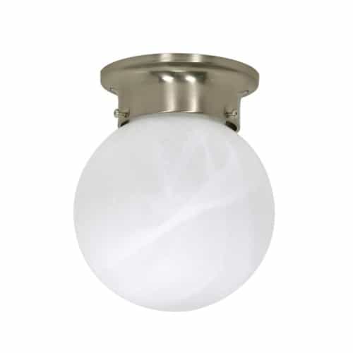 Nuvo 6" 60W Flush Mount Ceiling Light w/ Alabaster Glass, Brushed Nickel