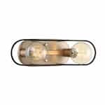 Nuvo 60W Chassis LED Vanity Fixture w/ Matte Black Frame, 2 Light, Copper Brushed Brass