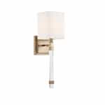 Nuvo 60W Tompson Series Wall Sconce w/ White Linen Shade, Burnished Brass