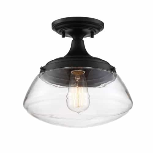 Nuvo 60W Kew Series Semi Flush Mount Ceiling Light w/ Clear Glass, Aged Bronze