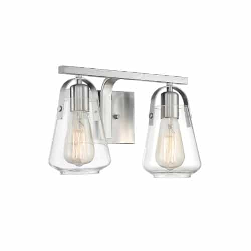 Nuvo 60W Skybridge Series Vanity Light w/ Clear Glass, 2 Lights, Brushed Nickel