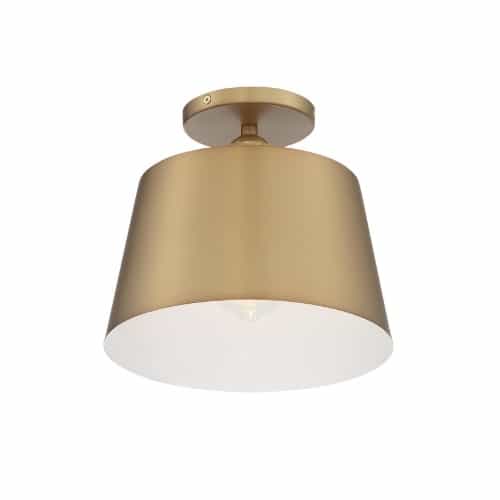 Nuvo 100W Motif Series Semi Flush Ceiling Light, Brushed Brass & White