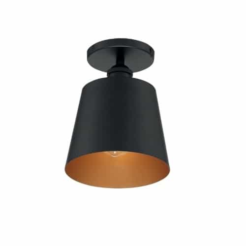 Nuvo 7" 100W Motif Series Semi Flush Mount Ceiling Light, Black & Gold