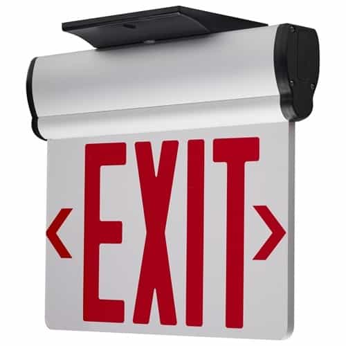 Satco 2.94W Edge Lit Red Clear Exit Sign, 120V/277V, Dual Face