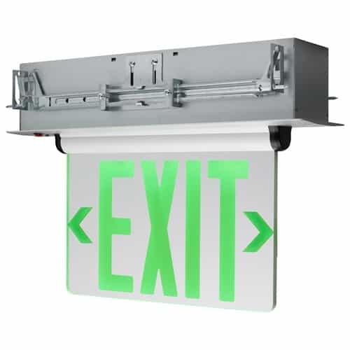 Satco 2.94W Edge Lit Green Mirror Exit Sign, 120V/277V, Single Face