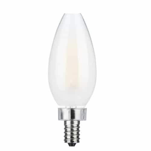 Satco 8W LED C11 Candelabra Filament Bulb, E12, 760lm, 120V, 3000K, Frosted
