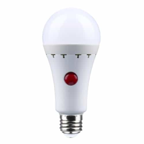 Satco 8W LED A21 Bulb w/ Battery Backup, Medium Base, 80CRI, 120V, 3000K, WH