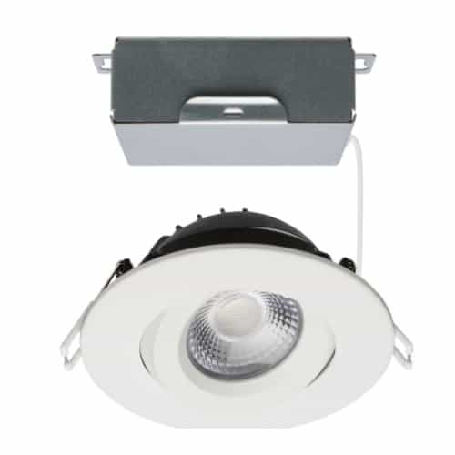 Satco 12W LED 4-in Round Gimbal Downlight w/Remote Driver, SelectableCCT, WH
