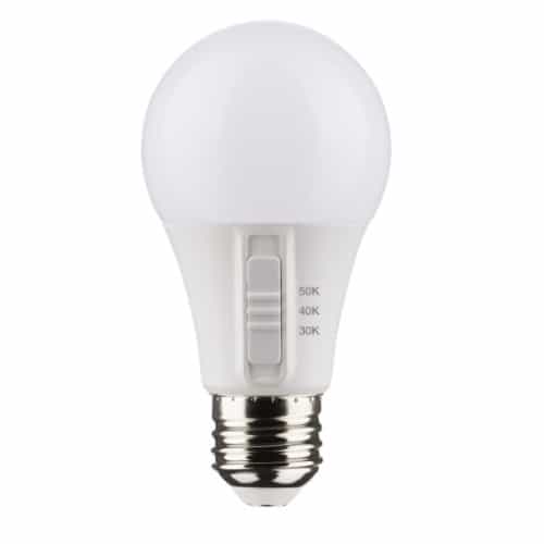 Satco 14W LED A19 Bulb, Medium Base, 90CRI, 120V, SelectableCCT, White, 4PK