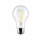 Satco 8W LED A19 Bulb, Dimmable, E26, 800 lm, 120V, 3000K, Clear, 4 Pack