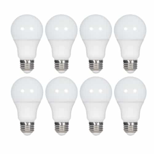Satco 14W LED A19 Bulb, Non-Dimmable, 80CRI, 1500lm, 120V, 5000K, White, 8PK