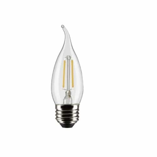 Satco 3W LED CA10 Bulb, Dimmable, E26, 250 lm, 120V, 2700K, Clear
