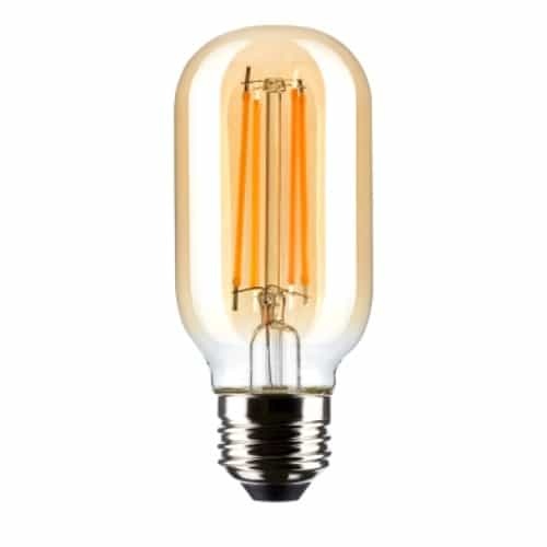 Satco 5.5W LED T14 Bulb, Dimmable, E26, 500 lm, 120V, 2000K, Clear/Amber