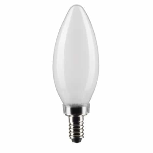 Satco 4W LED B11 Bulb, E12 Base, 90CRI, 350 lm, 120V, 3000K, Frosted, 2PK