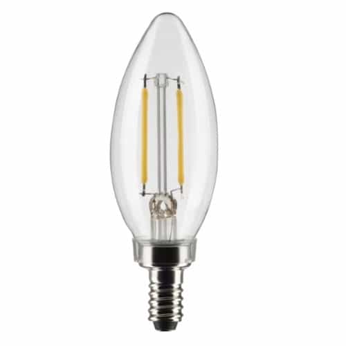 Satco 5.5W LED B11 Bulb, E12 Base, 90CRI, 500 lm, 120V, 5000K, Clear, 2PK