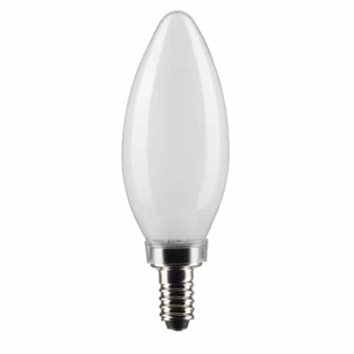 Satco 5.5W LED B11 Bulb, E12 Base, 90CRI, 500 lm, 120V, 5000K, Frosted, 2PK