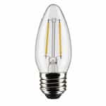 3W LED B11 Bulb, Dimmable, E26, 250 lm, 120V, 2700K, Clear, 2PK