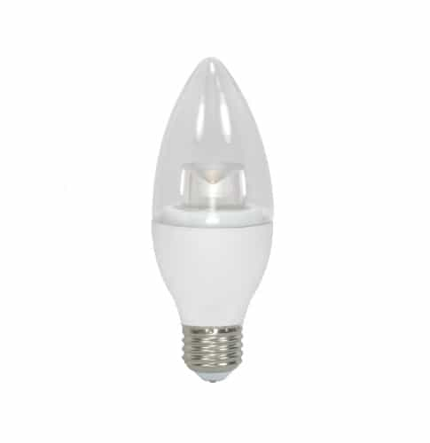 Satco 3.5W LED B11 Bulb, Blunt Tip, Dimmable, E26, 300 lm, 120V, 2700K, Clear