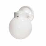 6" 60W Wall Lantern w/ White Globe, Gloss White