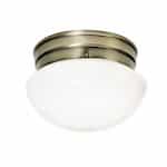 8" Small Mushroom Flush Mount Ceiling Light w/ White Glass, Antique Brass