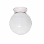 8" 60W Flush Mount Ceiling Light w/ White Glass, White