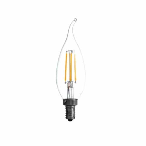 LEDVANCE Sylvania 4W LED B10 Bulb, Flame Tip, Dimmable, E12, 350 lm, 120V, 2700K, Clear