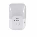 .5W LED Automatic Night Light w/ Outlet & USB Port, 5 lm, 3000K