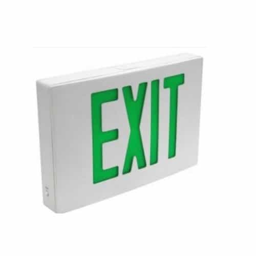 TCP Lighting 4.4W Green LED Exit Sign, Single Face, 120V-277V, White