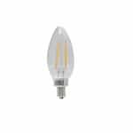 3W LED B11 Filament Bulb, Dimmable, E12, 120V, 5000K, Frosted Glass